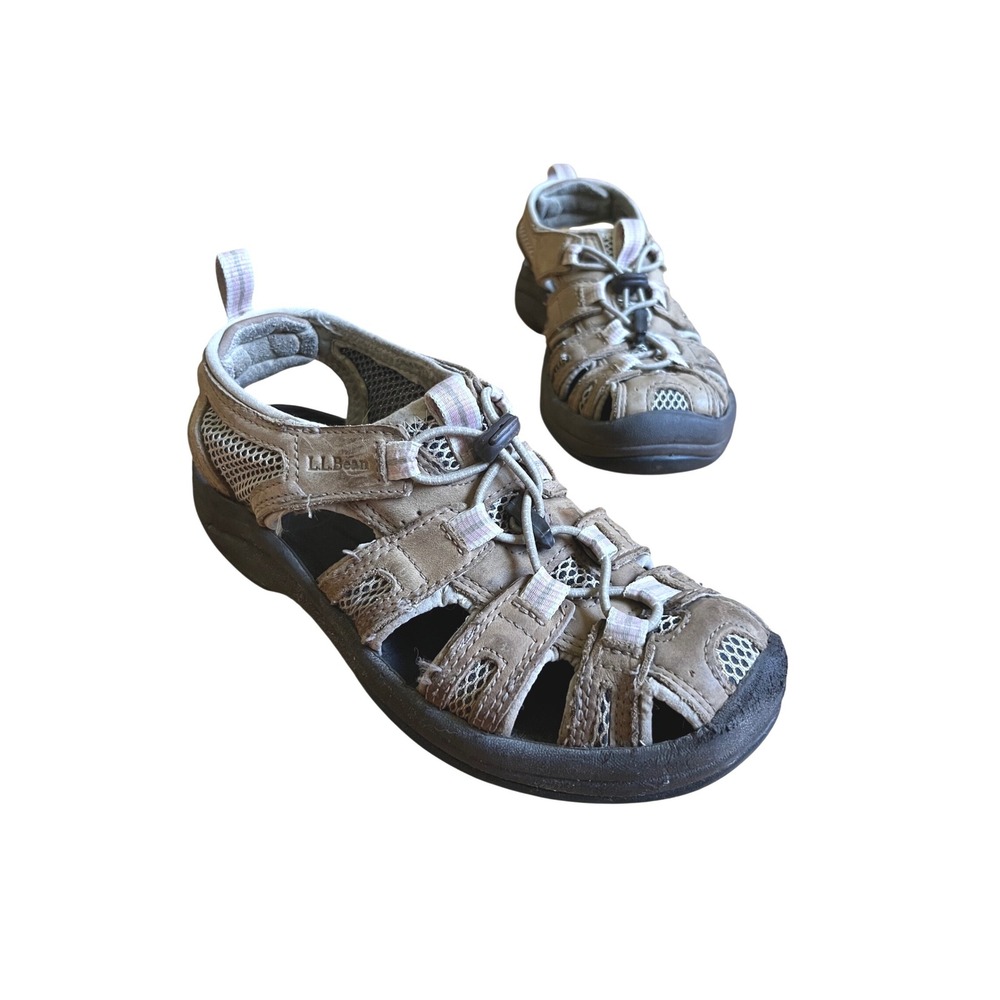 LL Bean‎ Women Explorer Fisherman Sandals Leather Mesh Closed Toe 8.5 Runs small